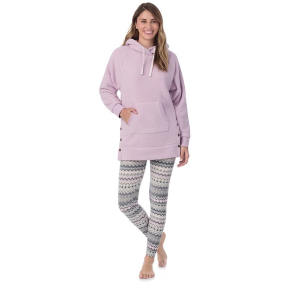 Cuddl Duds Purple Fleece Hooded Pajama Pullover Large Cozy Warm - Picture 1 of 10